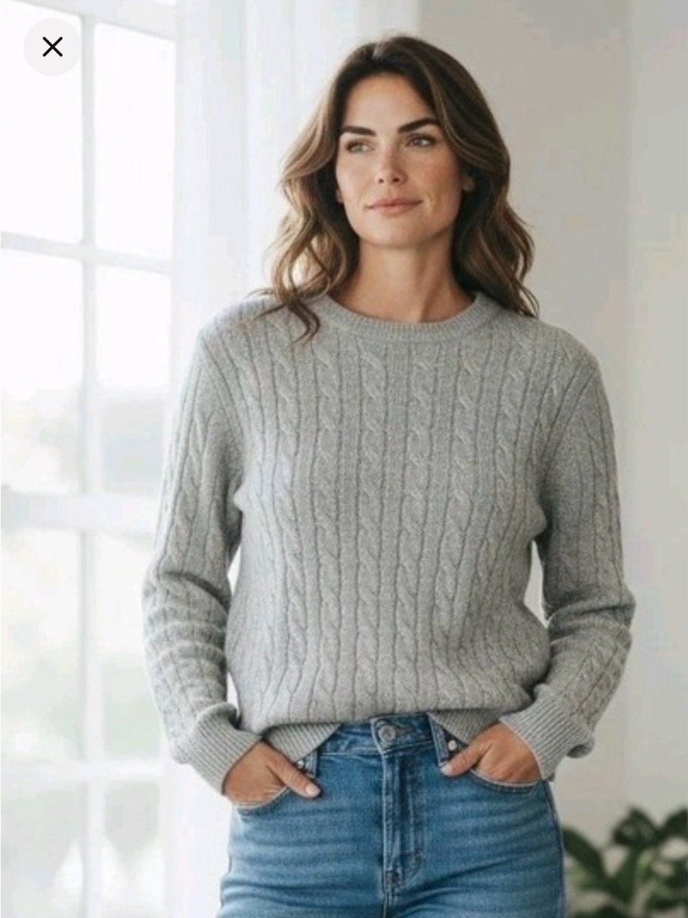 NWOT $498 Brooks Brothers 100%  2-ply Cashmere Gray Crewneck Cable Knit Sweater